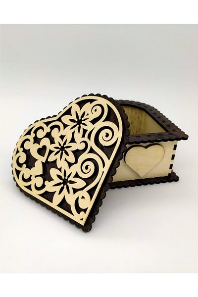 artı dekor Decorative Heart Jewelry Box Wooden Organizer