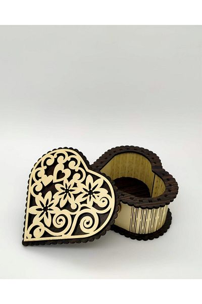 artı dekor Decorative Heart Jewelry Box Wooden Organizer
