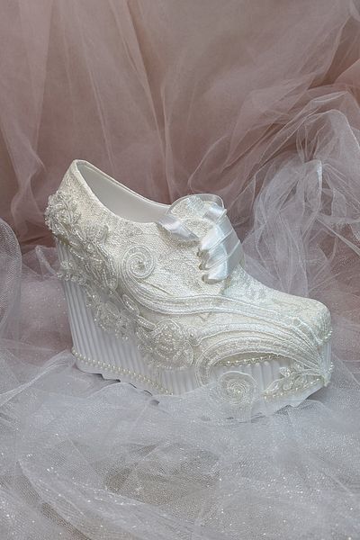 Berush Bride 545 Series Wedge Heel French Lace Wedding Dress Shoes