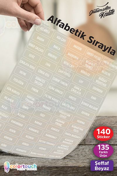 colortouch Διαφανές λευκό τυπωμένο 140 τεμάχια Spice Pulses Βάζο Αυτοκόλλητο Αυτοκόλλητο Organizer