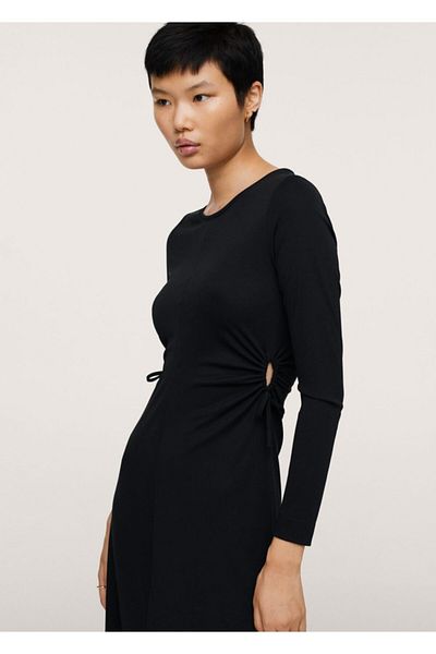 MANGO Woman Women's Black Side Slit Dress