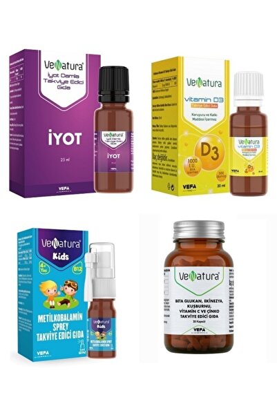VeNatura Beta Glukan 30 T. + Iyot 25 Ml + D3 20 Ml + Kıds B12 Metilkobalamin ...