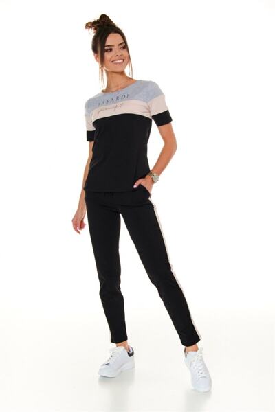 fasardi Kadın Pudra Bisiklet Yaka Şeritli İkili Takım Fk526