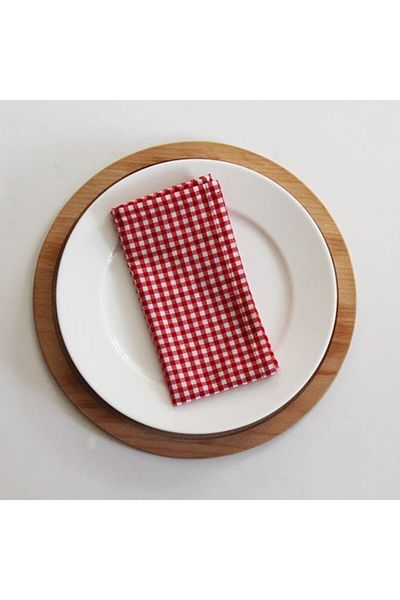 Elit 6-Piece Fabric Napkin Red White Gingham