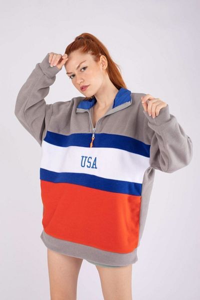 VOLT CLOTHİNG Gray Women's Fleece - With US Pieces