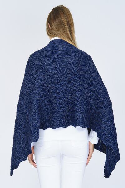 Ocean Navy Blue Zigzag Knitwear Shoulder Shawl