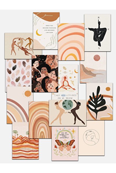 Postifull Boho Duvar Kağıdı Seti, Retro Poster Seti, Dekoratif Poster Kolaj S...