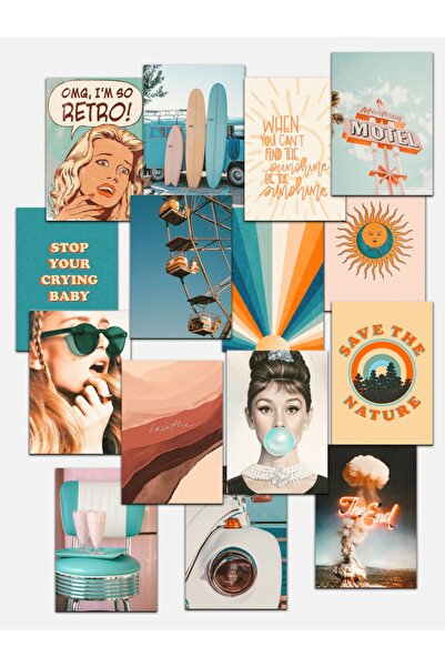 Postifull Vintage Duvar Kağıdı Seti, Retro Poster Seti, Dekoratif Poster Kola...