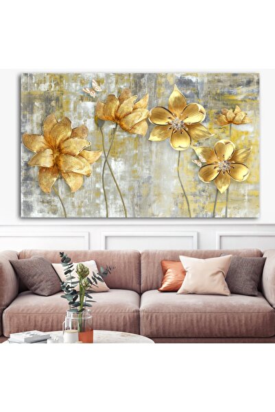 Sebenta Dev Boyut Tasarım Çiçek Kanvas Tablo (80cm X 120cm)