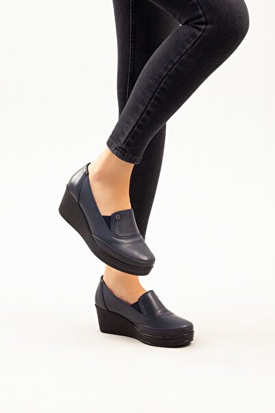 DERİMİSS Жіночі чорно-сині ортопедичні туфлі з натуральної шкіри