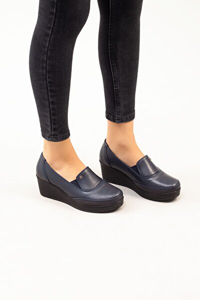 DERİMİSS Жіночі чорно-сині ортопедичні туфлі з натуральної шкіри