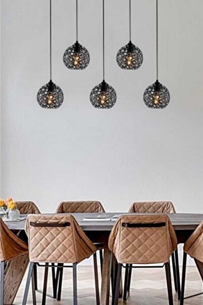 BSA LIGHTING Mia 5'li Siyah Sıralı Sarkıt Avize