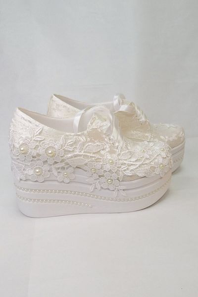 Berush Bride Seria 616 Pantofi de mireasă cu toc pană și dantelă
