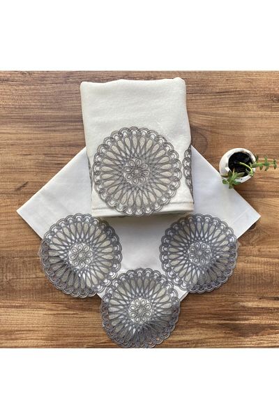 Çeyiz Bahçesi Σετ πετσετών Hayal Cream Grey Bundle