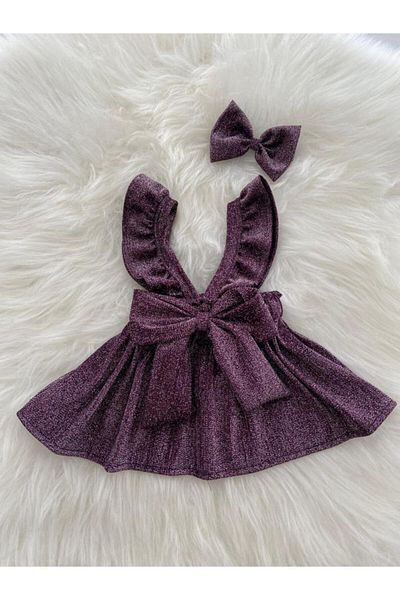 Moda Lina Purple Glitter Salopet Bandana Set
