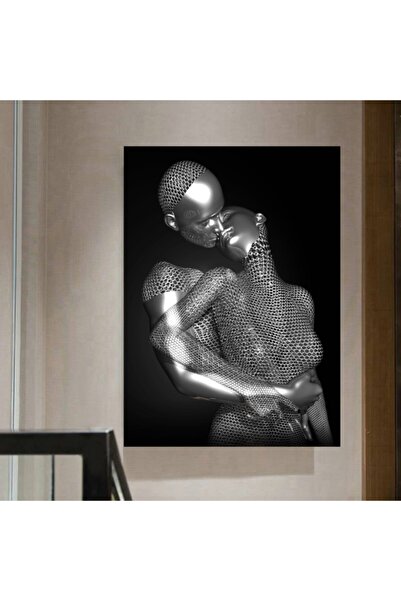 idora 2021 New Model Öpücük Çelik Aşkı Kanvas Tablo