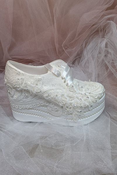 Berush Bride 611 Series Wedge Heel French Lace Wedding Dress Shoes