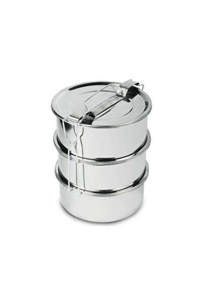 KURCH Kamp Yemek Seti Çelik Sefer Tası 3 Katlı 12x6 cm Solmaz