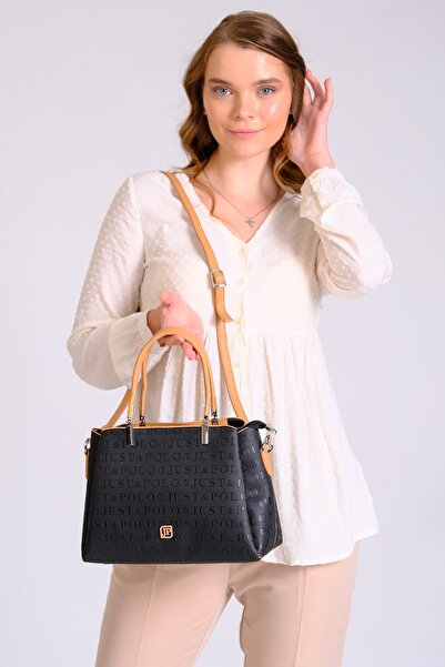 Just Polo حقيبة كتف وحقيبة يد نسائية ذات لون أسود أسمر ضارب للصفرة Just & Pol...