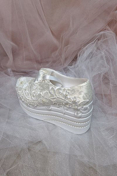 Berush Bride Seria 630 Pantofi de mireasa cu toc cu pană și dantelă