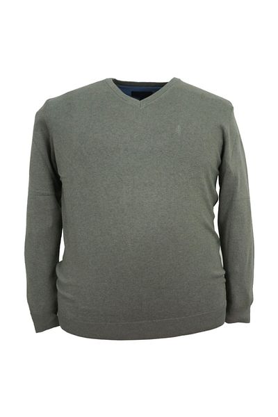 rugatchi Men's Large Size Oversize Knitwear Sweater Gray V-Neck
