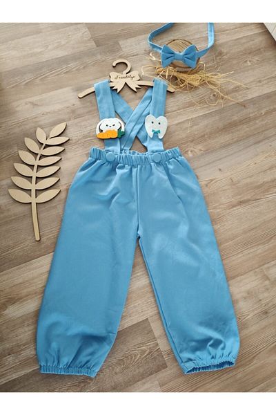 Feriatolye Teeth Wheat Baby Boy Blue Salopet
