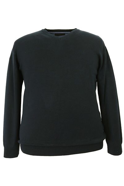 rugatchi Men's Large Size Knitwear Sweater Black V-Neck