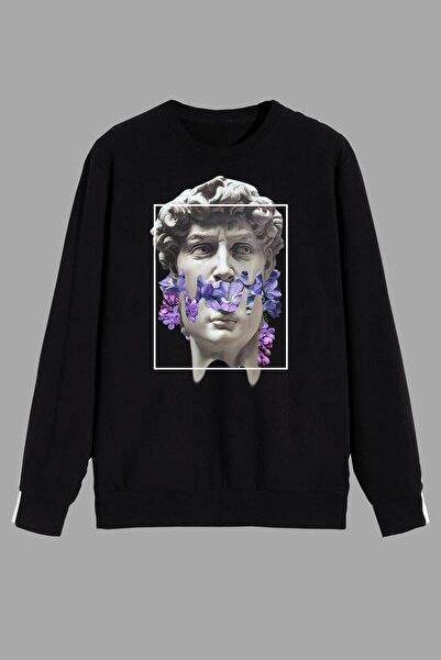 perseusshopping Hanorac unisex negru cu imprimeu Mythology Sculpture