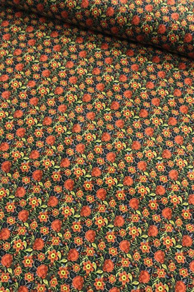 NAYS Turuncu Sarmaşık Çiçek Divitin Kumaş