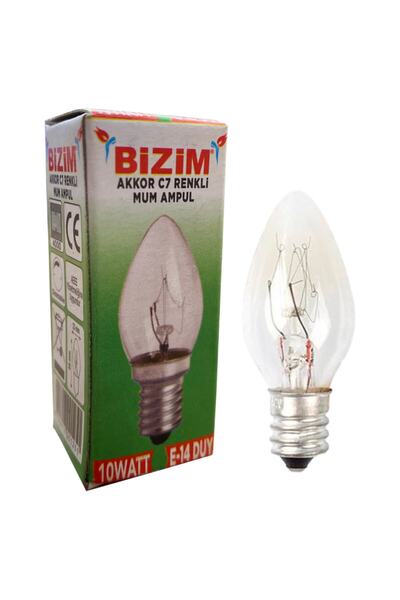 aktarloji 12 Adet E14 Duy 10 Watt Abajur / Gece Lambası Ampülü Sarı