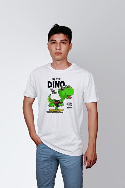 ErTaPassage Dino alb cu imprimeu bărbați tricou - T4409473