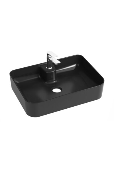 ALVİT Smartslım Tez.üstü Batarya Delikli Lavabo 35x50cm Parlak Siyah