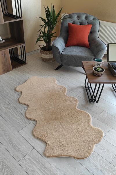 Sarar Peluş Post Kürk Halı Yıkanabilir Kaymaz Taban Çiftkafa Pofuduk Post Halı