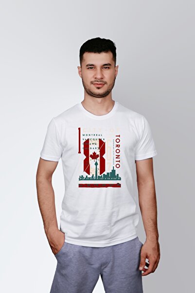 ErTaPassage Λευκό ανδρικό μπλουζάκι Toronto Canada με τύπωμα - T5468729