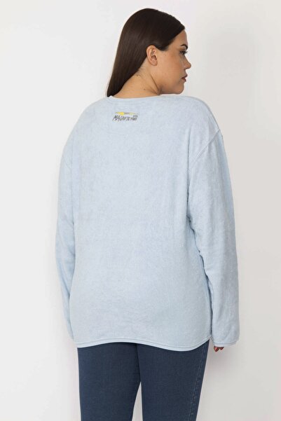 Şans Plus Size Sweatshirt - Blue - Relaxed