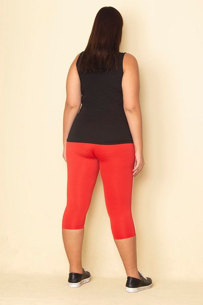 Şans Women's Plus Size Red Side Stripe Lycra Jersey Leggings Trousers 65n28659