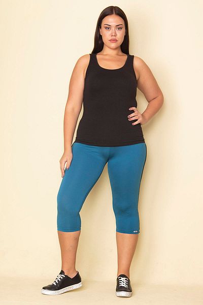 Şans Plus Size Leggings - Blue - Normal Waist