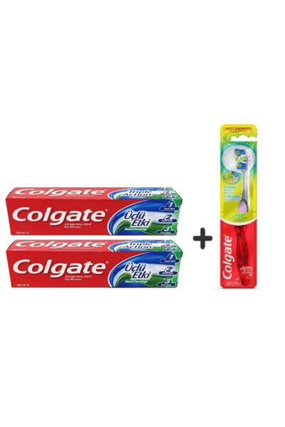 Colgate معجون أسنان ثلاثي التأثير 2 عبوة 100 مل + 1 فرشاة أسنان 360 متقدمة بأ...