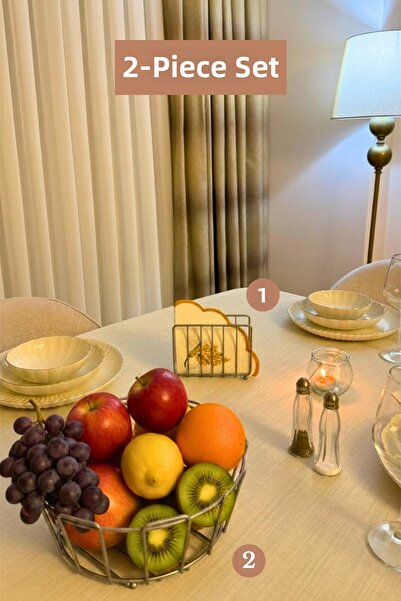 Edora Home Set of 2 Matte Silver Cage Napkin Holders Oval Corner Fruit Basket...