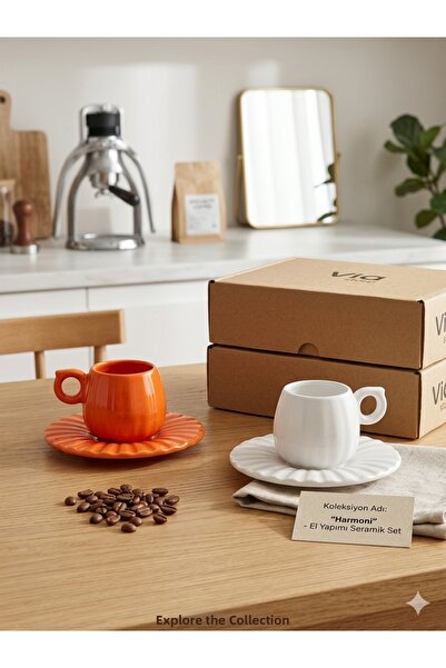 kasımoğulları concept Oyster Design Plate with Double Espresso and Turkish Co...