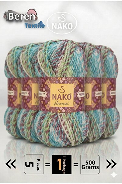 NAKO Hercai-5 Pack - 100Gr/156M - Yarn for Cardigans, Sweaters, Scarves, Bean...