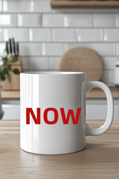 Mio Life كوب سيراميك أبيض سعة 330 مل مطبوع بتصميم الساعة الرقمية