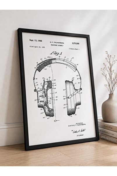 Pegziz Diagramă de desen pentru brevetul căștilor, tablou decorativ de perete