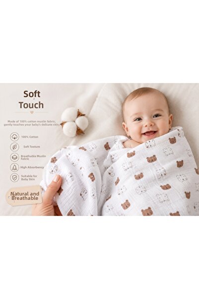 Balgüneş Tekstil Kitty Printed Cotton Baby Girl-Boy Combed Cotton Blanket 1-2...