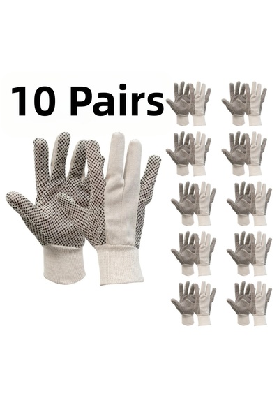 NETMAR Pvc Black Rubber Dotted Work Gloves (10 Pairs)