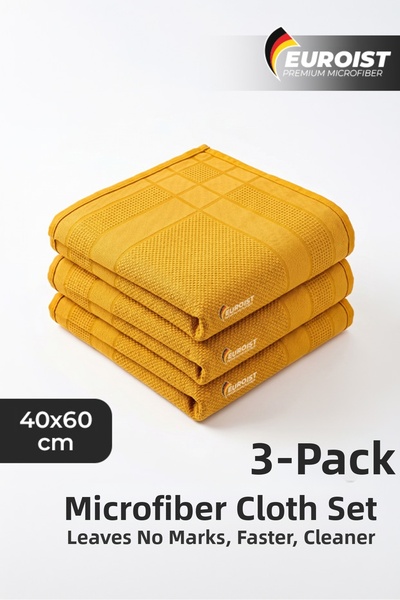 euroist Pachet de 3 cârpe din microfibră pentru sticlă 40x60 cm Galben Muștar...