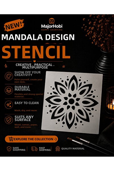 Major Hobi Mandala Flower Stencil Template Decorative Wall and Wood Painting ...