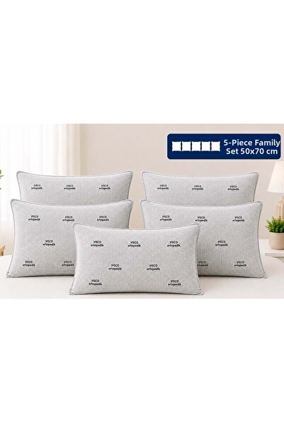 Mandaş 5-Piece Family Set Luxury Medical Orthopedic Visco-Filled Pillow (50X70)