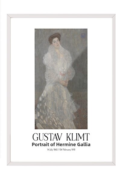 Postifull Gustav Klimt - Portrait of Hermine Gallia, White Framed Artwork, Ar...