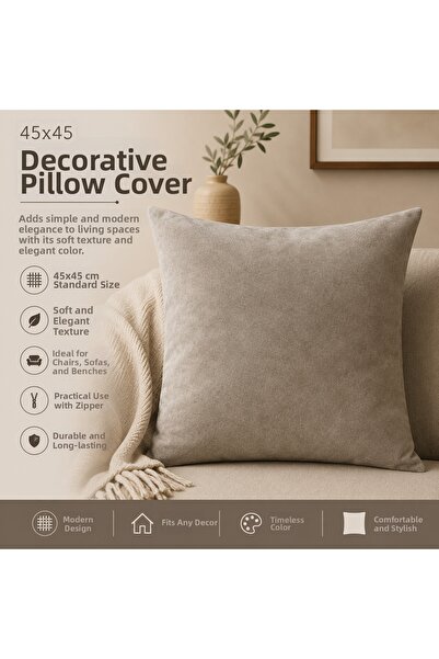 Şanlıavm 45X45 Beige Decorative Pillowcase
